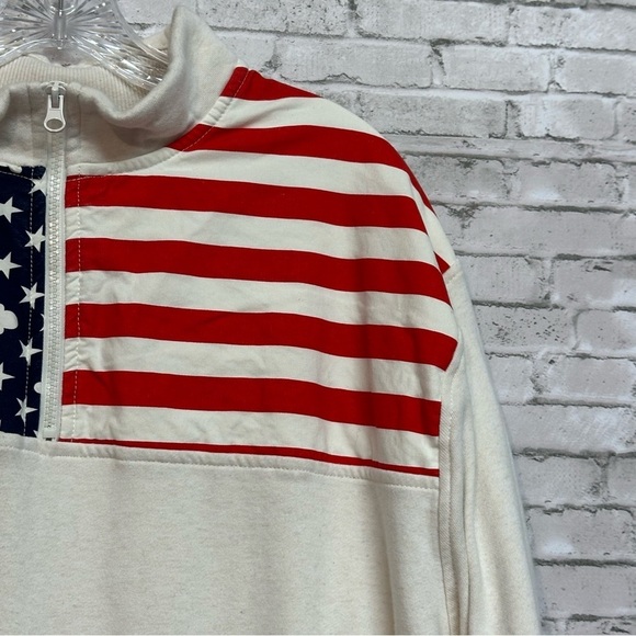 Disney Parks Mickey Mouse Stars Stripes Flag Men Pullover Sweatshirt 1/4 Zip 2XL - Picture 5 of 16